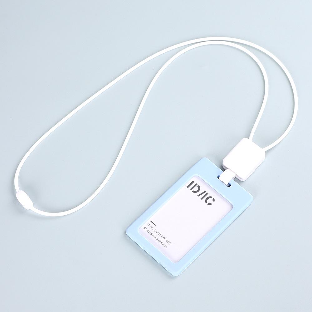 Retractable ID Card Holder with Silicone Lanyard for Employee, Student, Bus, Meal Cards - Protective Sleeve Included.