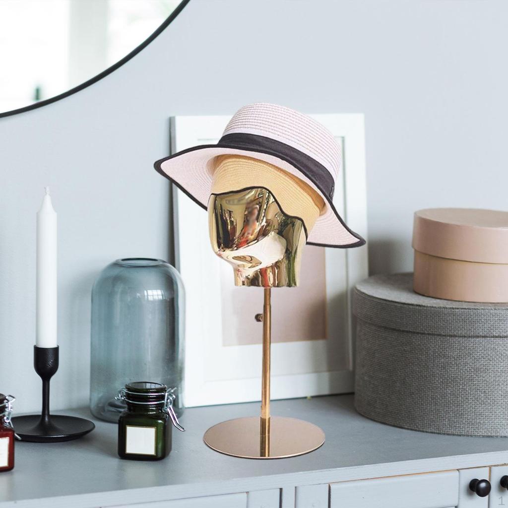 Hat Display Mannequin Head Model Multifunctional Freestanding Height 45-58cm Metal Base for Beginner