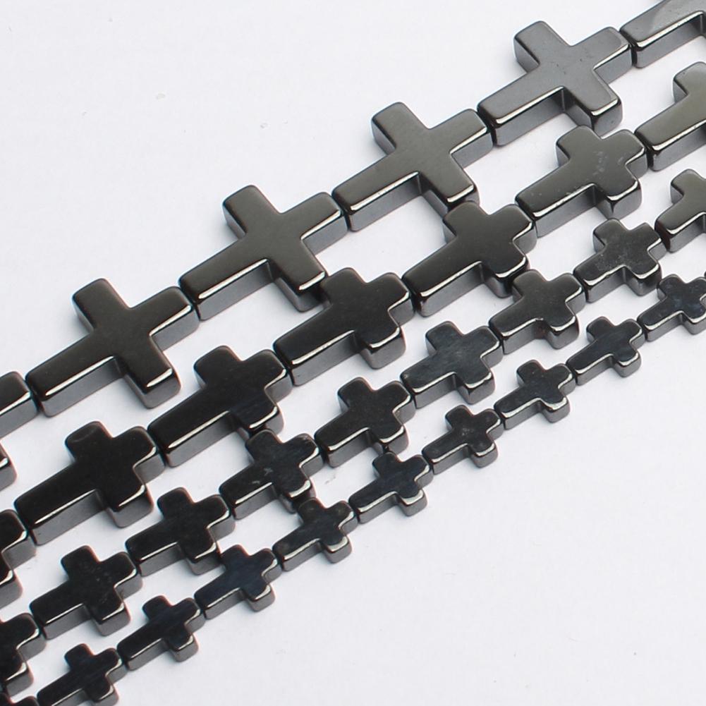 

Натуральный черный гематитовый камень, крест, свободная бусина для изготовления ювелирных изделий, браслет «сделай сам», 6x8/8x10/10x14/14×17 мм