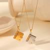 Heart Couple Book Necklace Titanium Steel Couple Text Locket Opening Book Pendant  Female Lady Girl
