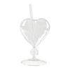 Kreativer herzförmiger Kelch mit Strohhalm, Personalisierter Glas-Wein-Saftbecher, Herzförmiges Stielglas für Champagner Martini, Hochzeitsgeschenk
