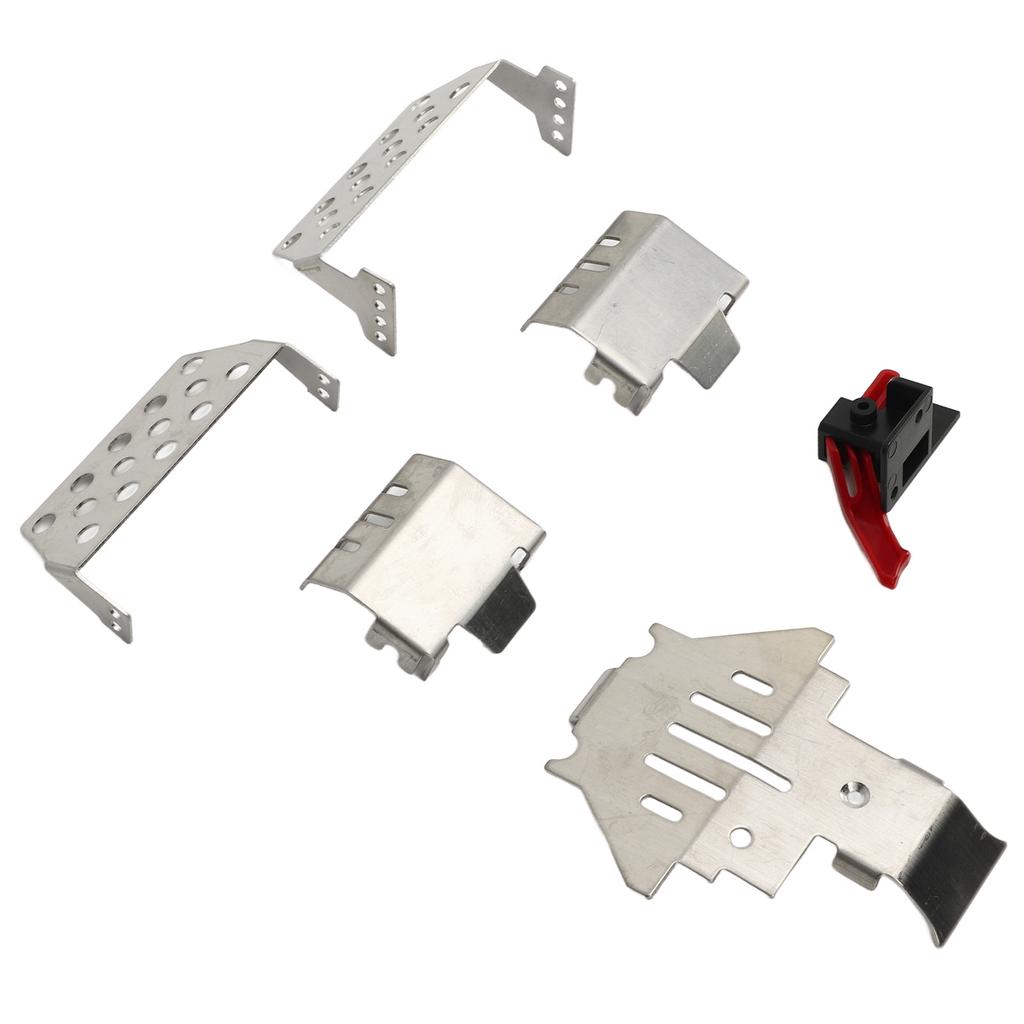 6pcs RC Car Chassis Armor ESC Reset Switch Stainless Steel RC Armor Chassis Guard Plate for Traxxas 1/10 RC Car