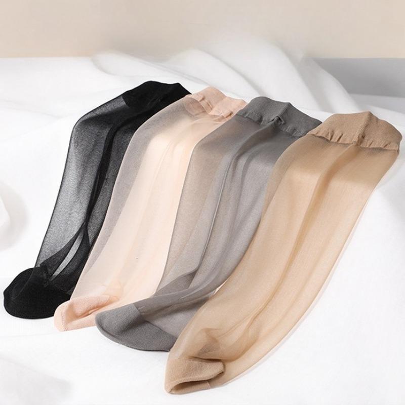 10Pairs Solid Color Socks Women Sexy Elastic Silky Transparent Thin Short Stockings Ladies Casual Ankle Socks