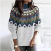 Women's Trendy Color Block Round Neck Knitted Sweater