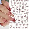 Nail Sticker Wine Red Bow Tie Line Feather Nail Enhancement Back Glue Nail Jewelry Nail
