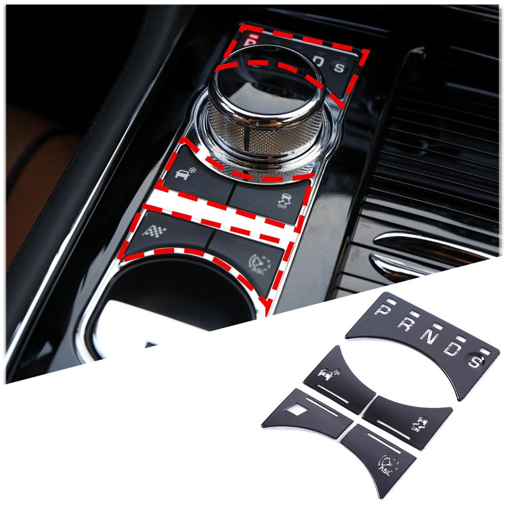 5pcs Piano Black Gear Shift Panel Button Trim Sticker For Jaguar XJ X351 10-19