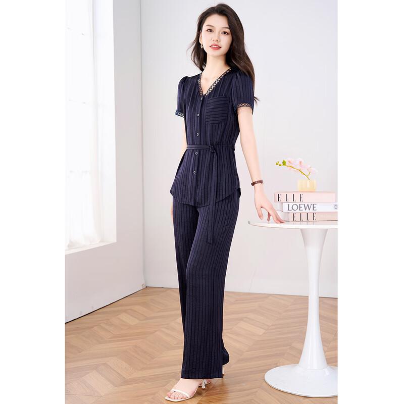 Meilannie Women s Elegant V-Neck Hollow Two-Piece Set L
