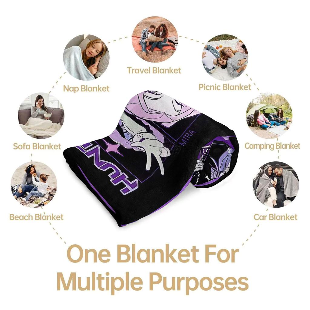 K Pop Huntrix Girl Flannel Blanket Demon Hunters Plush Warm Throw for Home Leisure Office Nap Travel Camping All Season Gift