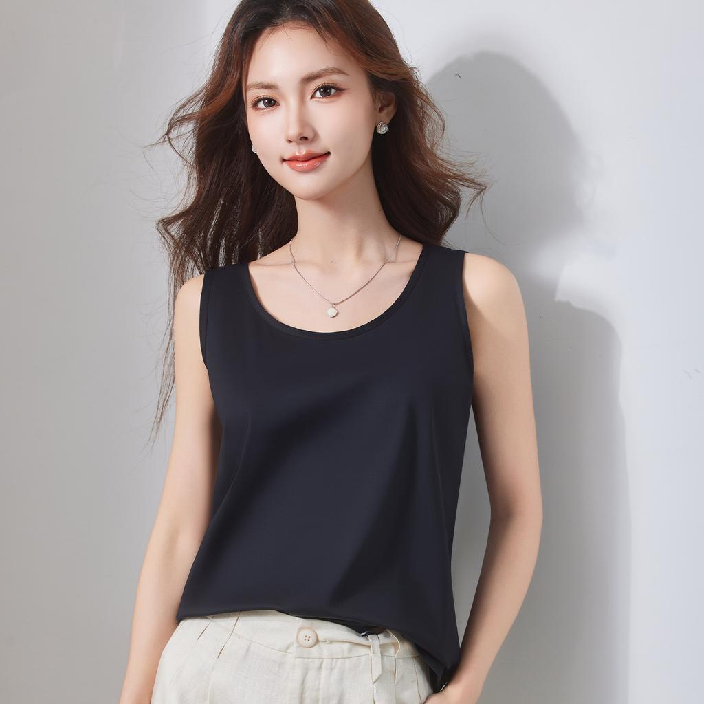 Loose and thin sling vest, women's cold silk cool feeling without chest pad, outer wear, summer thin bottom large size top