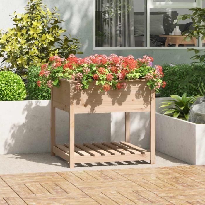 VidaXL Jardinière avec étagère 82,5x82,5x81 cm Bois massif de pin 823794