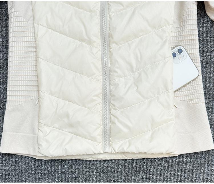 Women's Short Slimming Lightweight White Goose Down Jacket for Running and Outdoor Yoga - Autumn/Winter