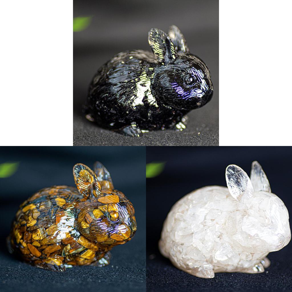 Natural Crystal Resin Bunny Figurine For Home Decor And Gift Giving