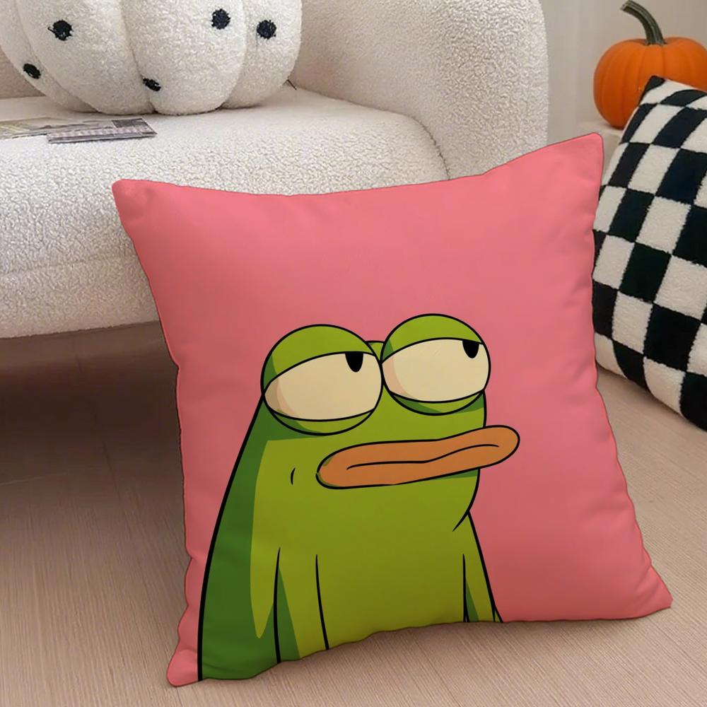 cute frog Cushion Cover Throw Pillow Cover Hidden Button Durable Polyester Chair Cushion