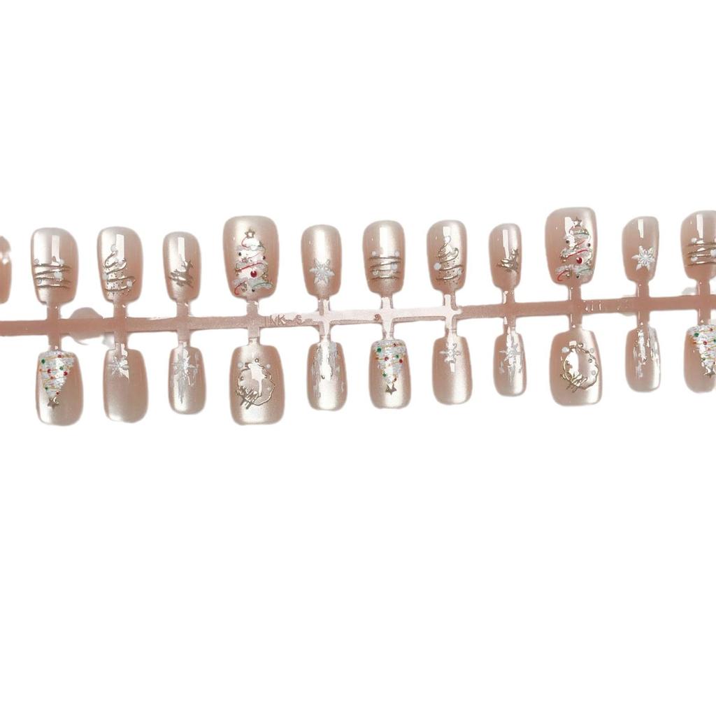 30-Piece Christmas Tree Snowflake Cat Eye Nail Art: Translucent Ice Holiday Patches