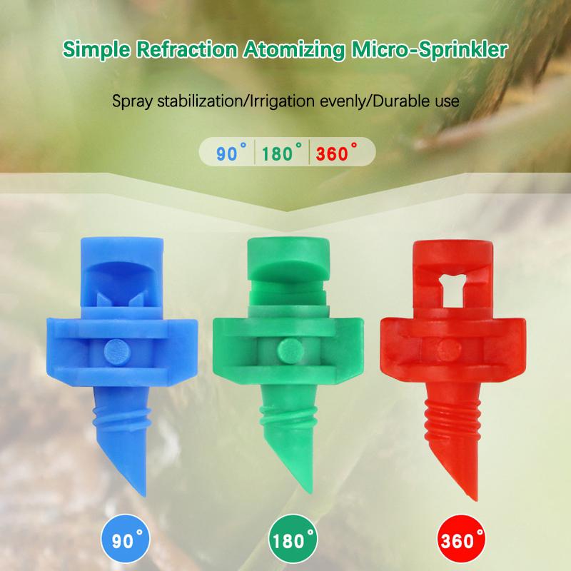50pcs 90/180/360° Angle Simple Refraction Sprinkler Nozzle Head Garden Greenhouse Flower Tree Irrigation Misting Nozzle
