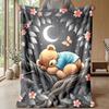 Teddy Bear Sleeps On Branch Under Moon Theme Blanket Lightweight Warm Flannel Blanket Decorative Throw Blanket for Home Decoration