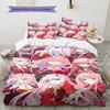DARLING in the FRANXX Zero Two Muster Bettwäsche, Steppbett-Set Bettbezug Kissenbezug Zuhause Geburtstagsgeschenk (1 Bettbezug + 2 Kissenbezüge, ohne Füllung)