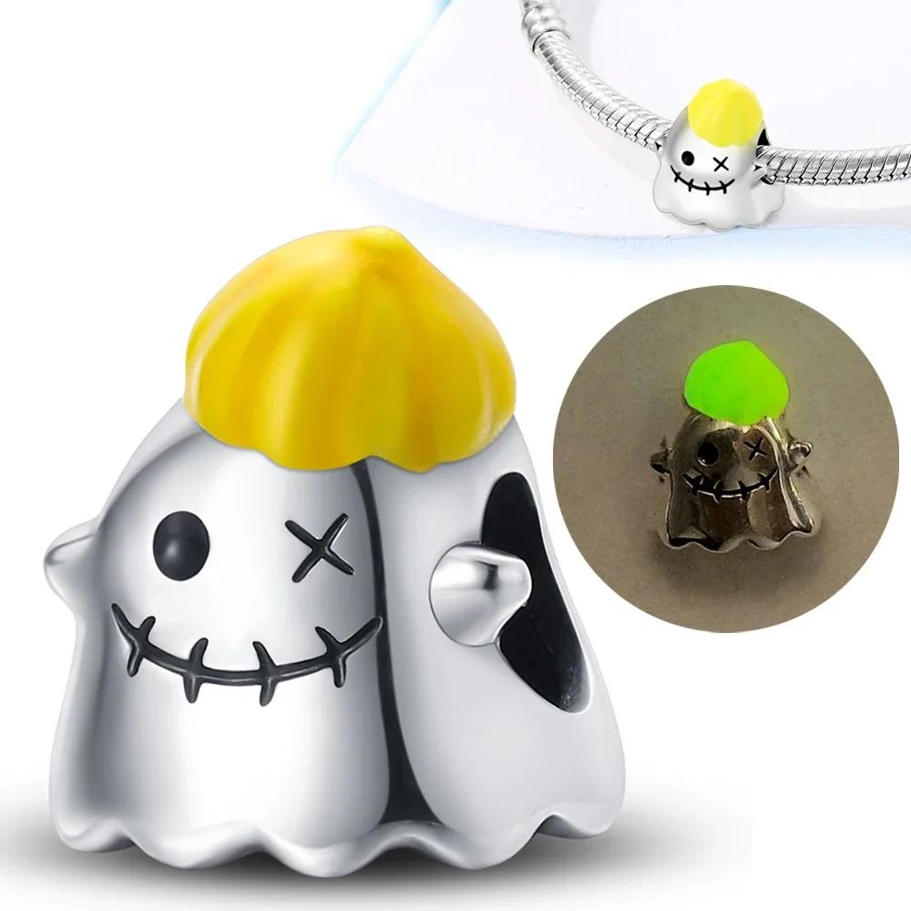 Copper Halloween Series Luminous Ghost Skull Charm For Women Original Bracelet Diy Fine Jewelry Making Gift