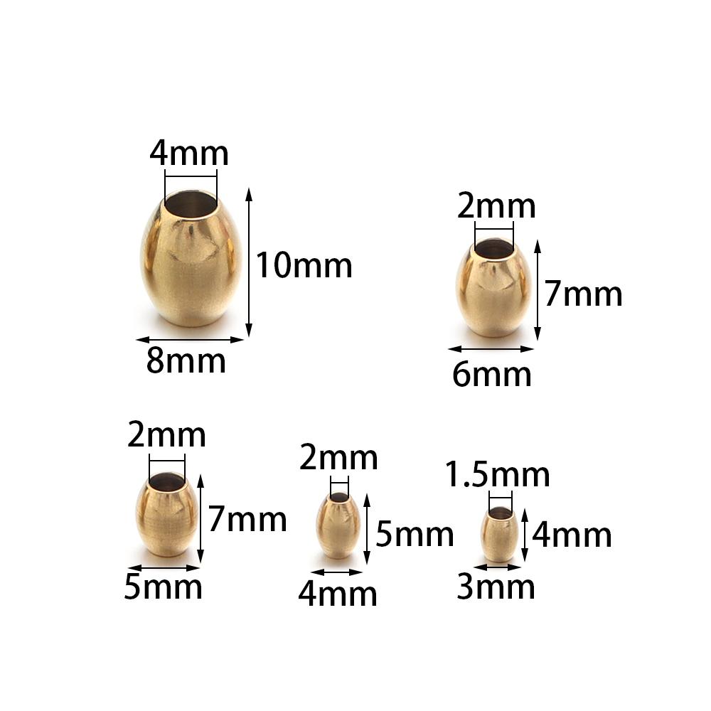 20-50pcs Metal Seed Beads Oval Cylinder Stainless Steel Big Hole Spacer Loose Beads For Jewelry Making DIY Necklace Bracelet