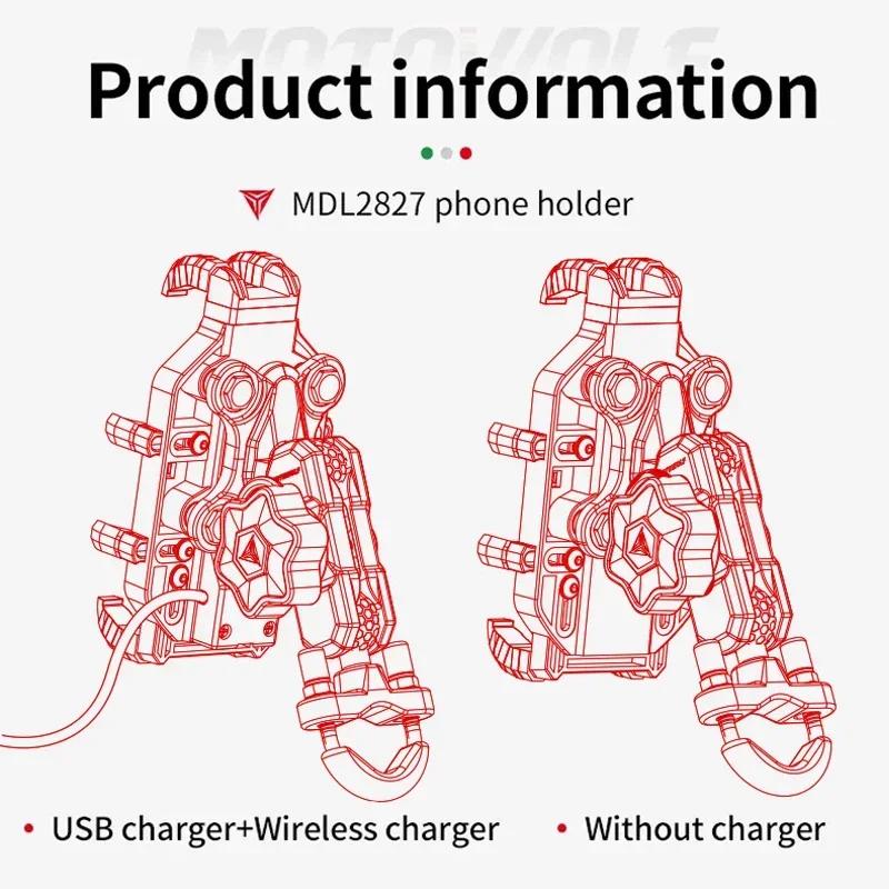 Motorcycle Bicycle Wireless Charger Phone Holder Stand 3.0 Quick Charging Gps Moto Cellphone Handlebar Mount For 4-7 Inch Phone