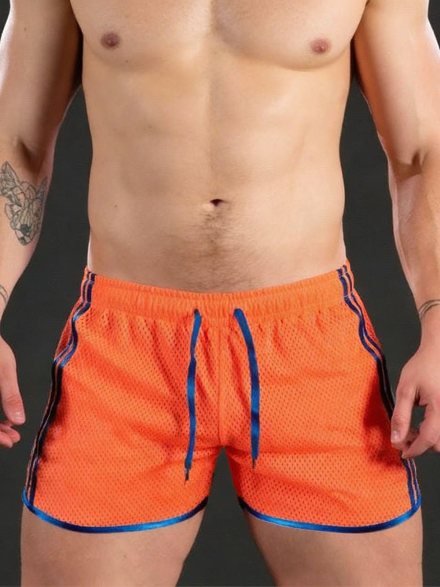 Herren Schnelltrocknende Atmungsaktive Sportshorts - Lässig Sexy Strand Fitness Outdoor Dreiviertelhose M orange