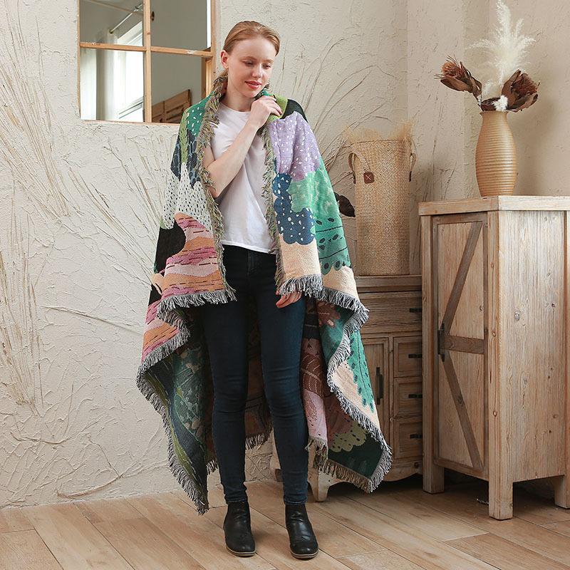 Jungle Graffiti Blanket Sofa Throw Couch Blanket Camping Rug Decorative Blanket Picnic Blanket, Leopard & Woman Print