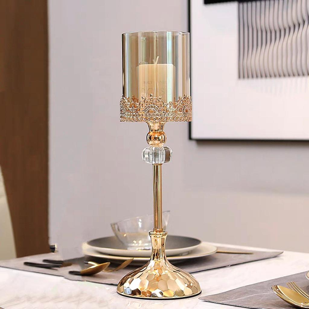 Metallspitze Glas Kerzenständer Ornament Haushalt Wohnzimmer Esstisch Romantisches Kerzenlicht Dinner Kerzendekoration