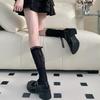 Breathable Mesh Bow Socks - Thin Ballet Style Slouch Socks for Summer, Soft Calf Length Socks with Ruffle Trim for Daily Wear