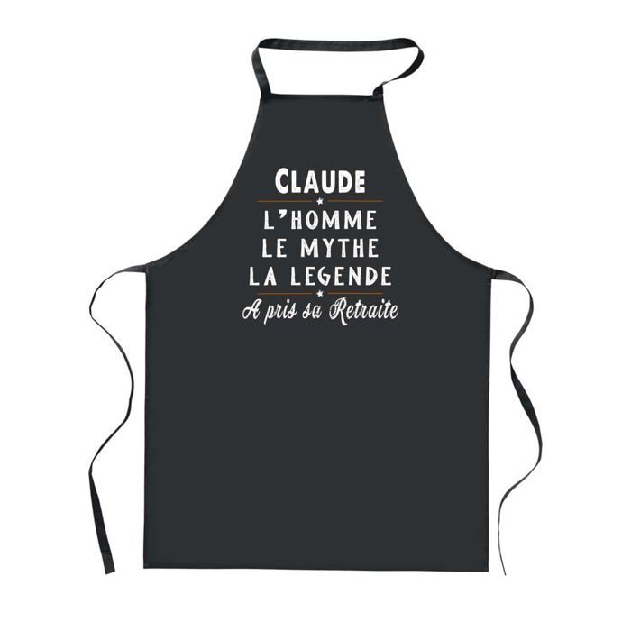 Tablier de cuisine - Claude Retraite - Noir - Impression bretonne - Coton résistant lavable