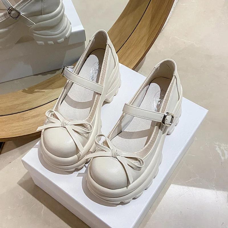 Fashion 8.5CM New Autumn Chunky Platform Butterfly-Knot Slip-on Sneakers Women Punk Thick Bottom Pumps Non Slip Walking Casual Shoes