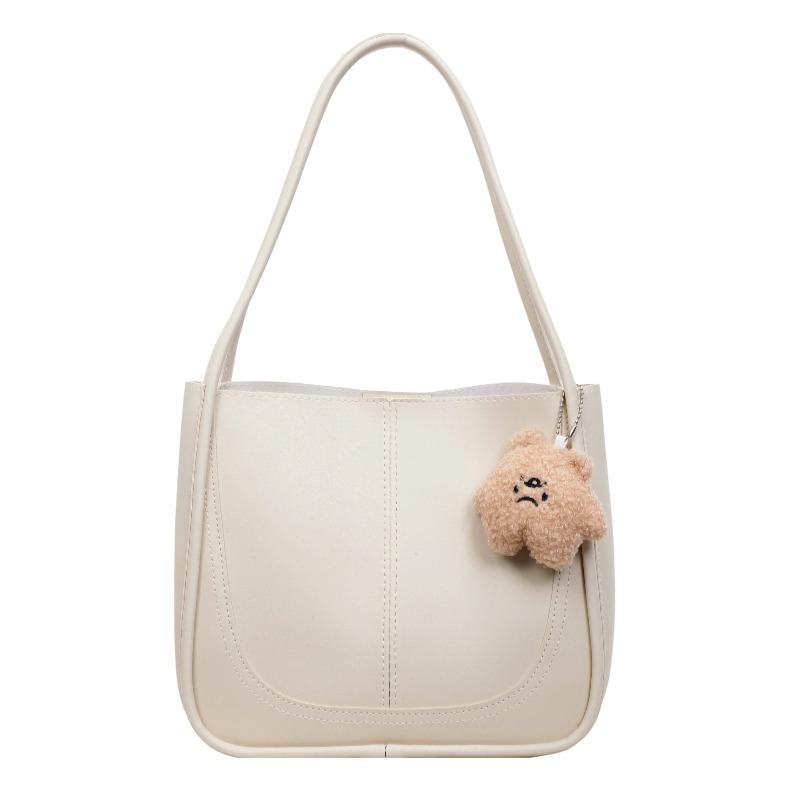 Bag women's texture solid color splicing PU simple retro largecapacity commuting portable shoulder bag underarm tote bag
