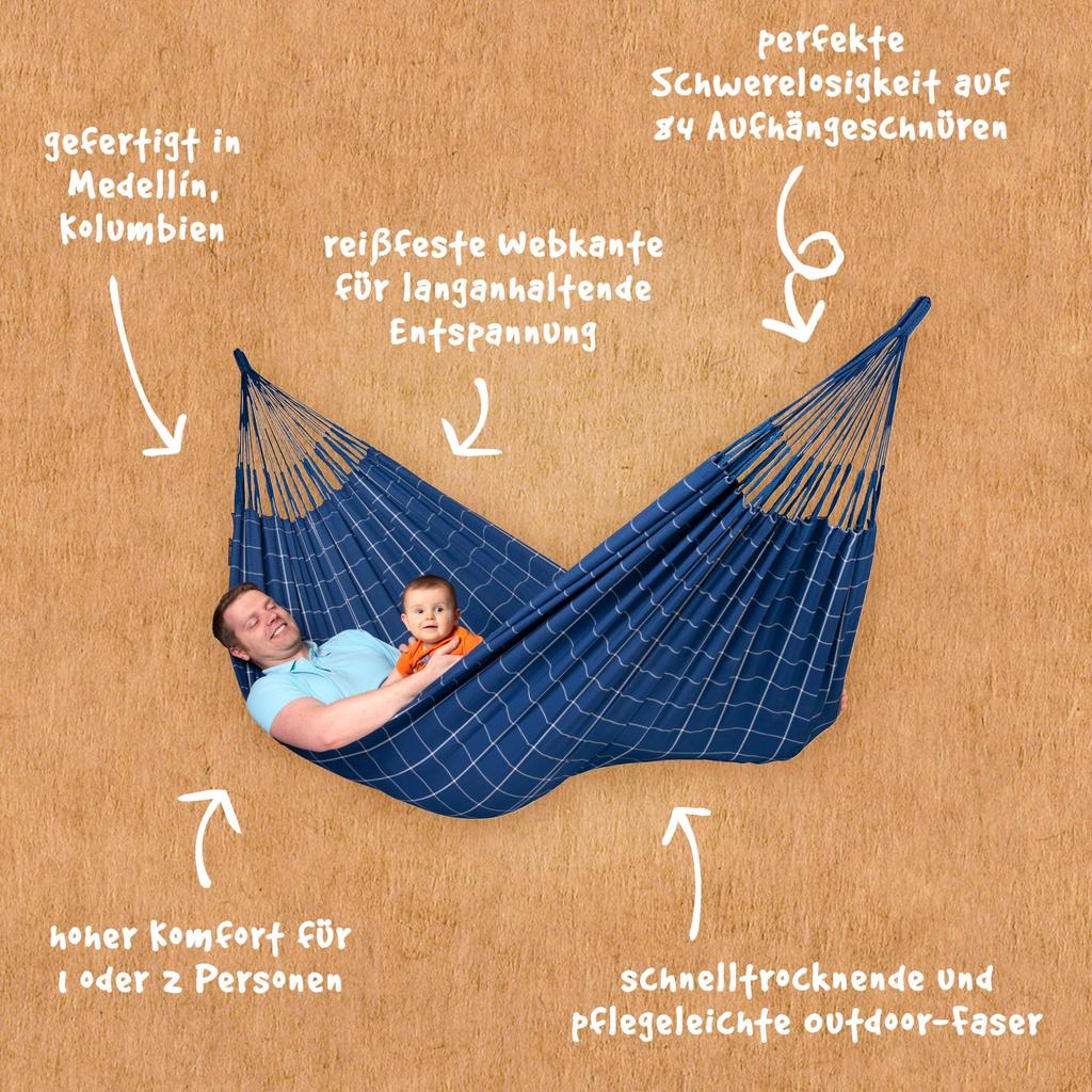 La Siesta Hammock Family Size Brisa for People Outdoor Camping Indoor Family Marine Classic Hammock Brisa Kingsize Marine [La Siesta] 1-3 BRH18-W3