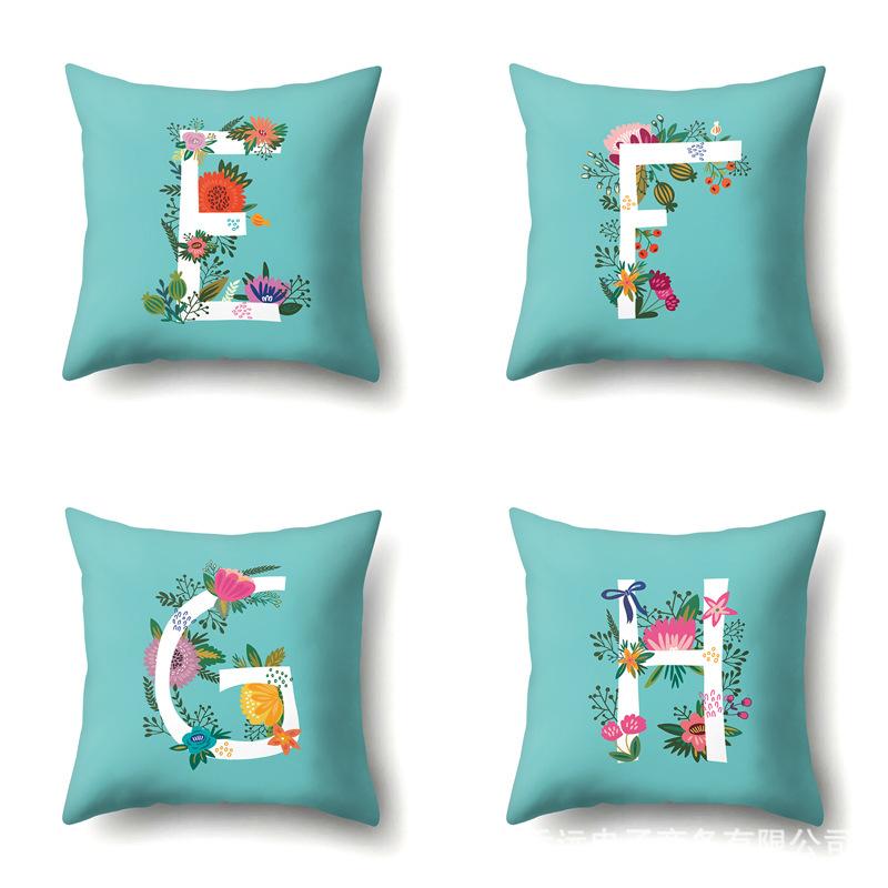 Polyester Pillowcase Flowers Fresh Home Decoration Print Pillowcase 26 English Letter Cushion Cover