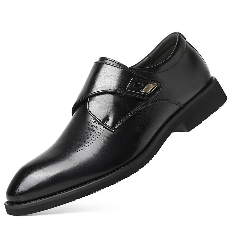 Fashion High Quality British Velcro Work Business Casual Formal Wear Men Slip on Leather Shoes Baita Leather Shoes for Men