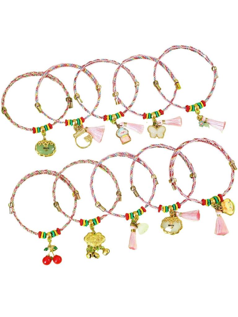 Dragon Boat Festival Tassel Pendant: Five-Color Pink Zongzi String with Gourd for Peace and Health