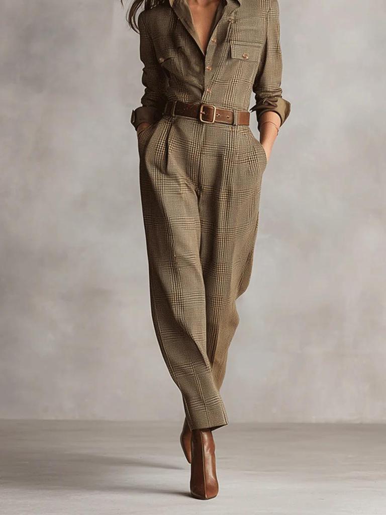 2025 High-End Urban Style Women's Jumpsuit with Waist-Cinched Slimming Trousers for Fall/Winter