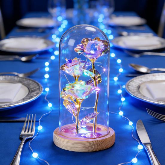 Forever Preserved Rose Gift for Women Wife Mom Colorful Light Up Rose in A