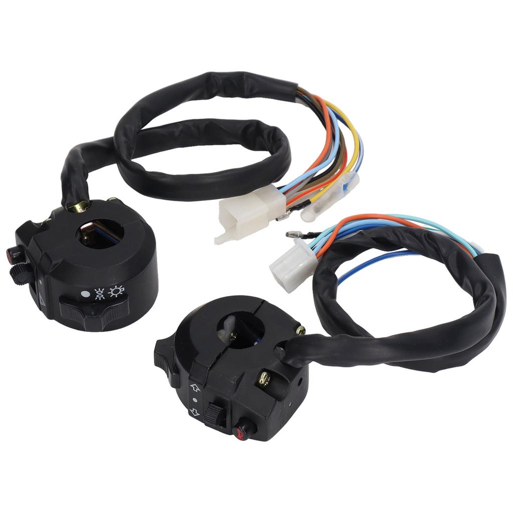 Pair Motorcycle Handlebar Switch Assembly Headlight Turn Signal Horn Control Replacement for CG125