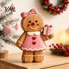Wooden Gingerbread Man Ornaments Christmas Ornament, Hand Painted Vintage Tabletop Decorative Wood Craft Figurine, Rustic Holiday Decor for