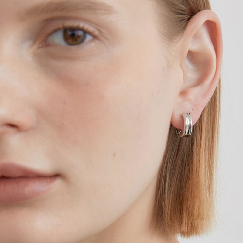 

halden wave ring one touch earrings (E042_silver) silver