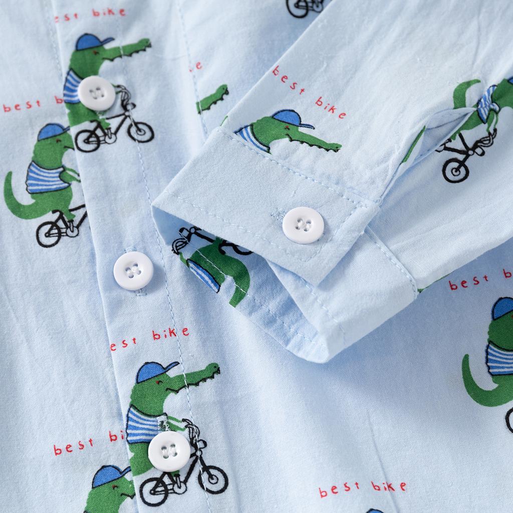 Boys Cotton Shirt 2025 Spring and Autumn New Children's Cute Printed Shirt Children's Long-sleeved Top Tide