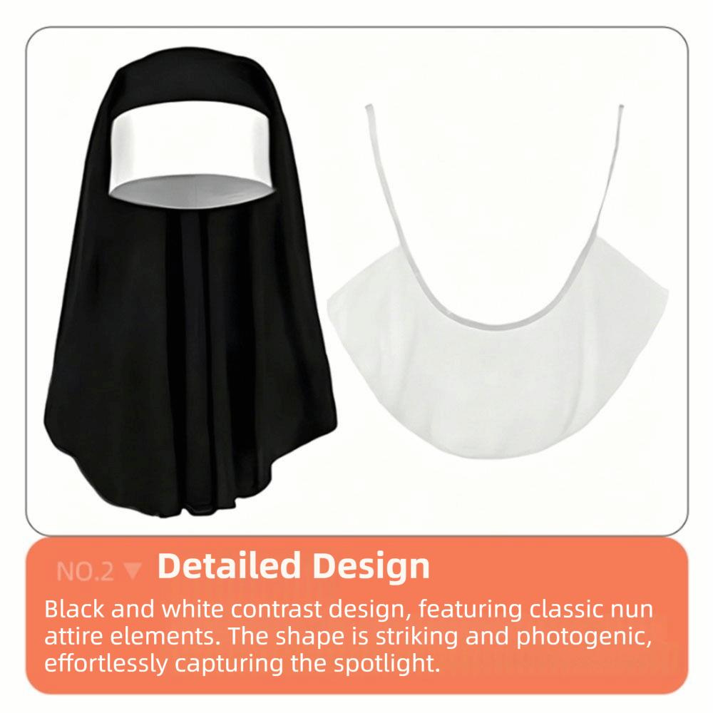 1/3Pcs Victorian Halloween Gothic Costume Nun Collar Gothic Hat White Collar Costume Party