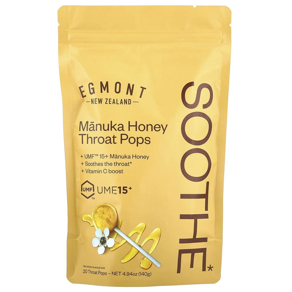 Egmont Honey, Manuka Honey Throat Pops, 20 packs, 140g (4.94oz)