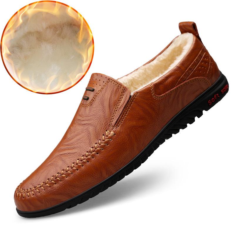 Plus Size Spring and Autumn Soft Bottom Leather Shoes Men's Leather Breathable Men's Business Casual Shoes Lazy Driving Gommino