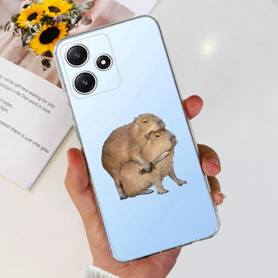 Cute Flower Cat Painted Case For Xiaomi Redmi 12 5G 2023 Soft Silicone TPU Back Cover For Redmi12 5G Global Phone Bumper