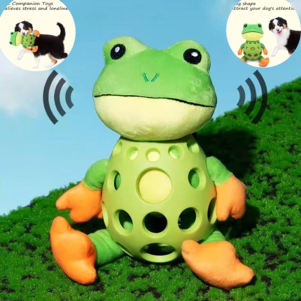 TPR Armor Plating Plush Frog Dog Toy Cartoon Frog Shape Dog Boredom Companion Toy  Park Activities