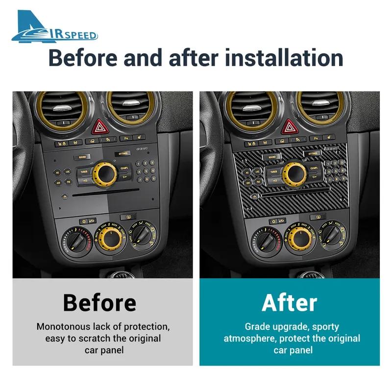 Real Soft Carbon Fiber Sticker For Opel Corsa 2007 2008 2009 2010 2011 2012 2013 2014 LHD Car Central Control CD Button Panel