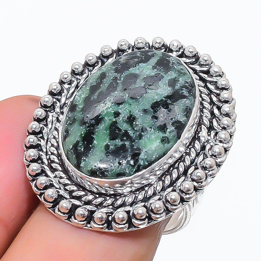 

Натуральный рубин цоизит драгоценный камень 925 стерлинговое серебро ювелирное кольцо размер 8 s7l94