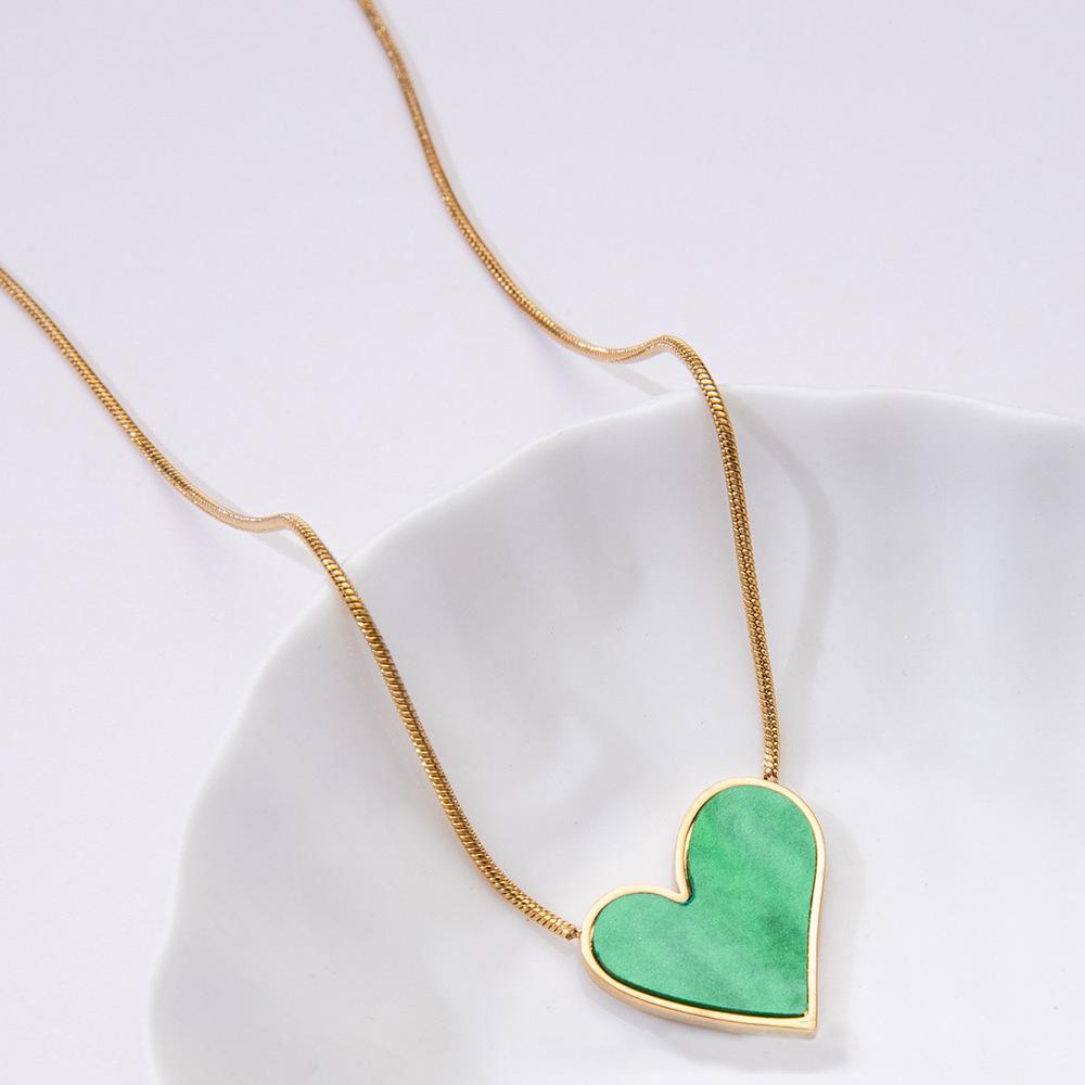 Minimalistisches Herz-Halsketten - Damen Europäische & Amerikanische Mode, Nicht verblassender Titanstahl Schmuck Zubehör