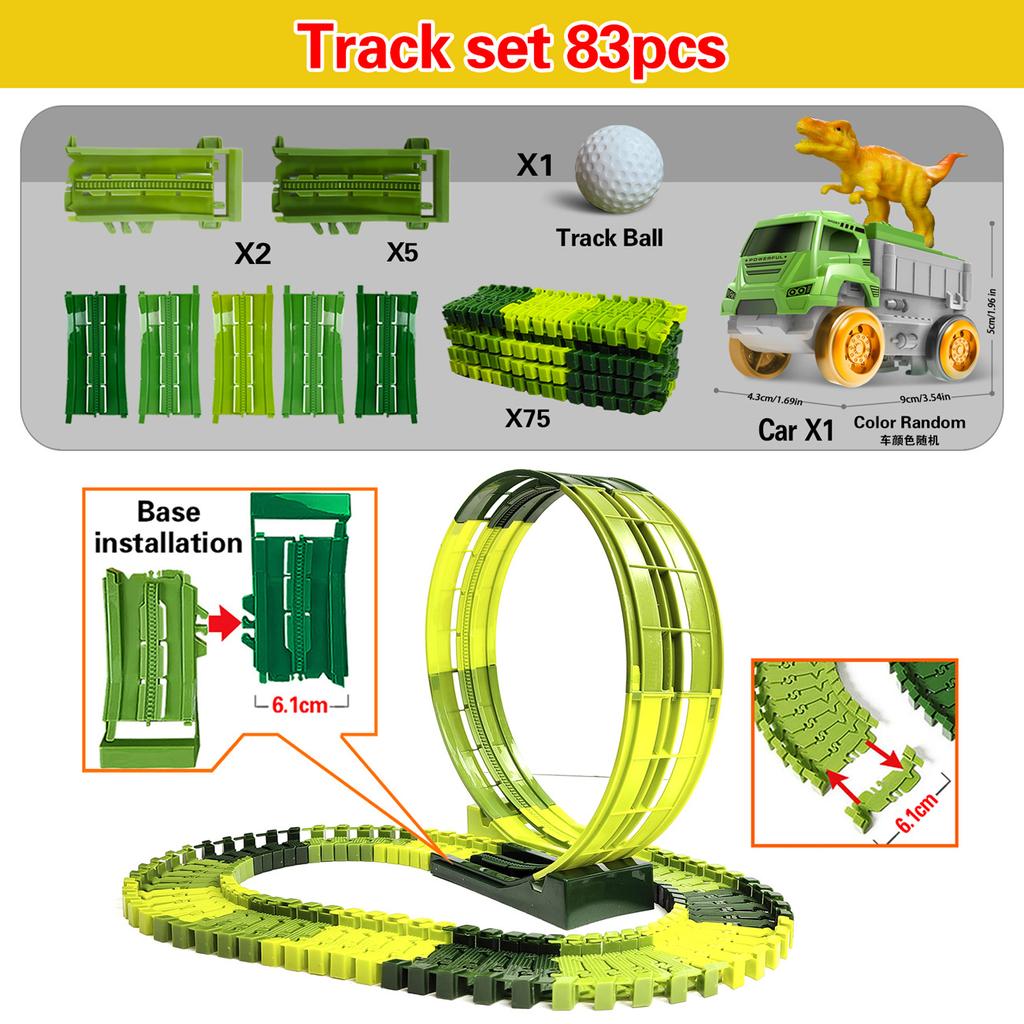 Dinosaur Track Roller Coaster Climbing Train Dinosaur World Anti Gravity Orbit Playset Assembling Kids Creative Playground Gifts